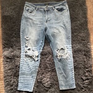 Distressed Blue Jeans